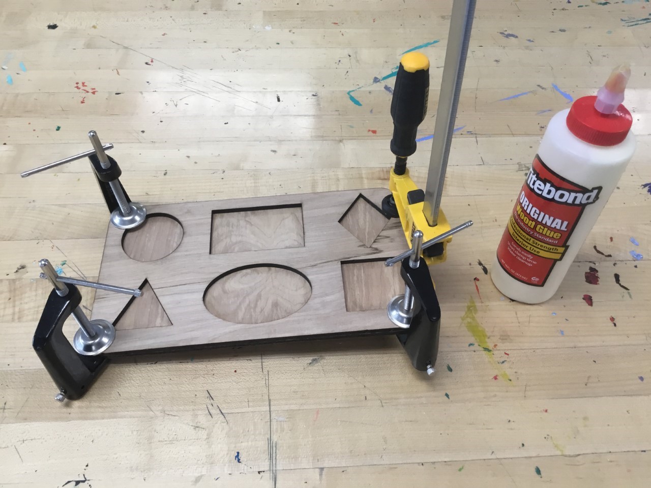 plywood laser engraver puzzle glue clamps
