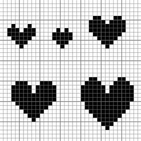 A pattern to follow for creating cross stitch hearts.