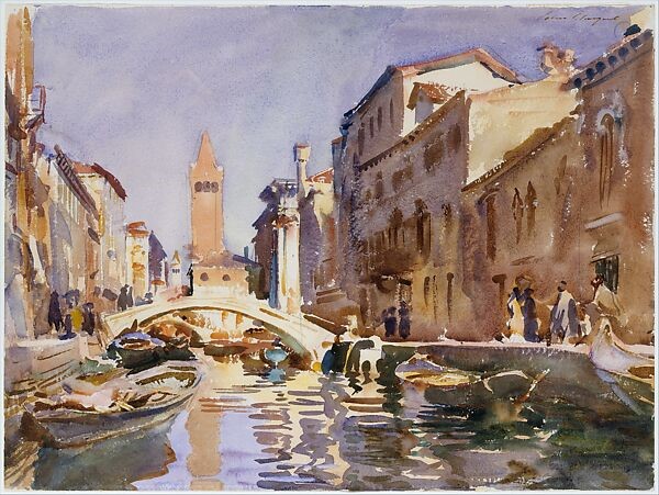 An watercolor painting of venetian canals.