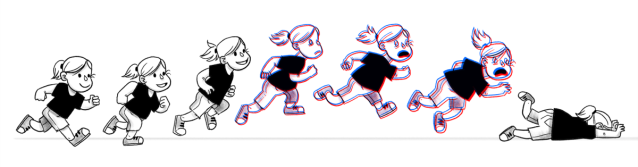 a motion animation strip of a little girl running