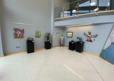 A view of the work on display in the lobby gallery