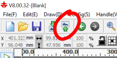 A view of the file export button in RDWorks.