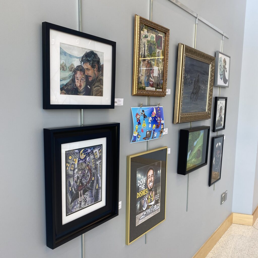 art hung in a gallery