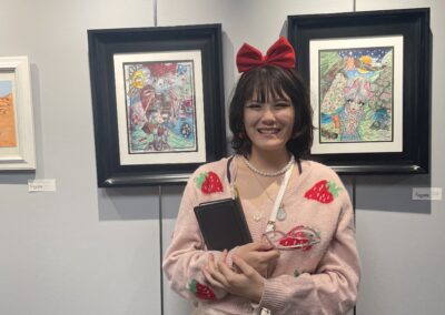 artist with artwork