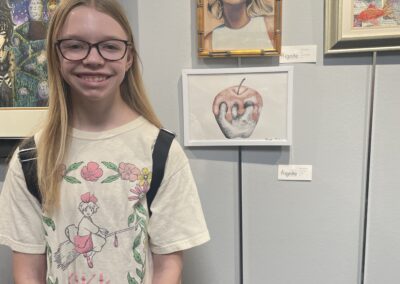 artist with artwork