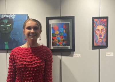 artist with artwork
