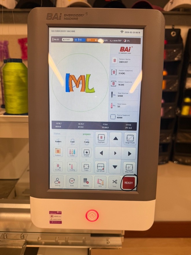 View of touch screen in Ready Mode.