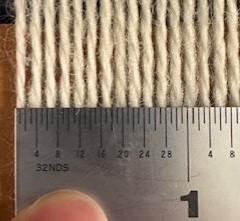 Ruler showing one inch of yarns side by side.