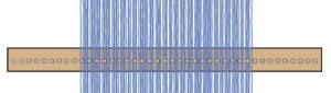 Diagram of warp yarns being threaded straight through the raddle.