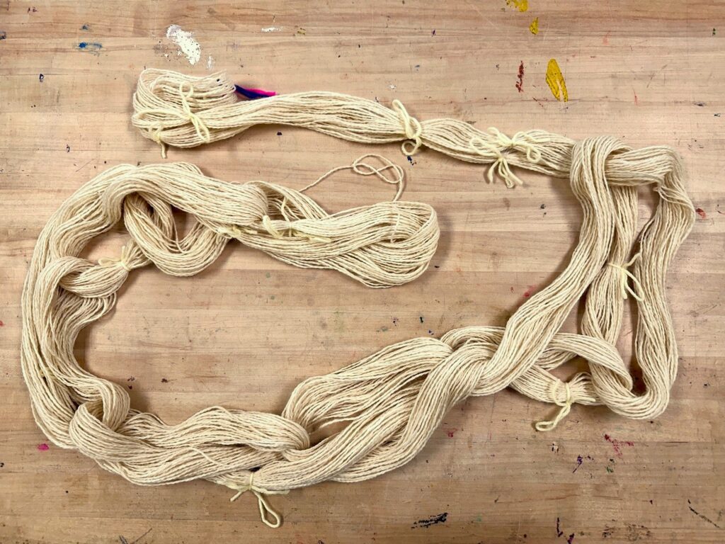 View of yarn after removal from warping board.